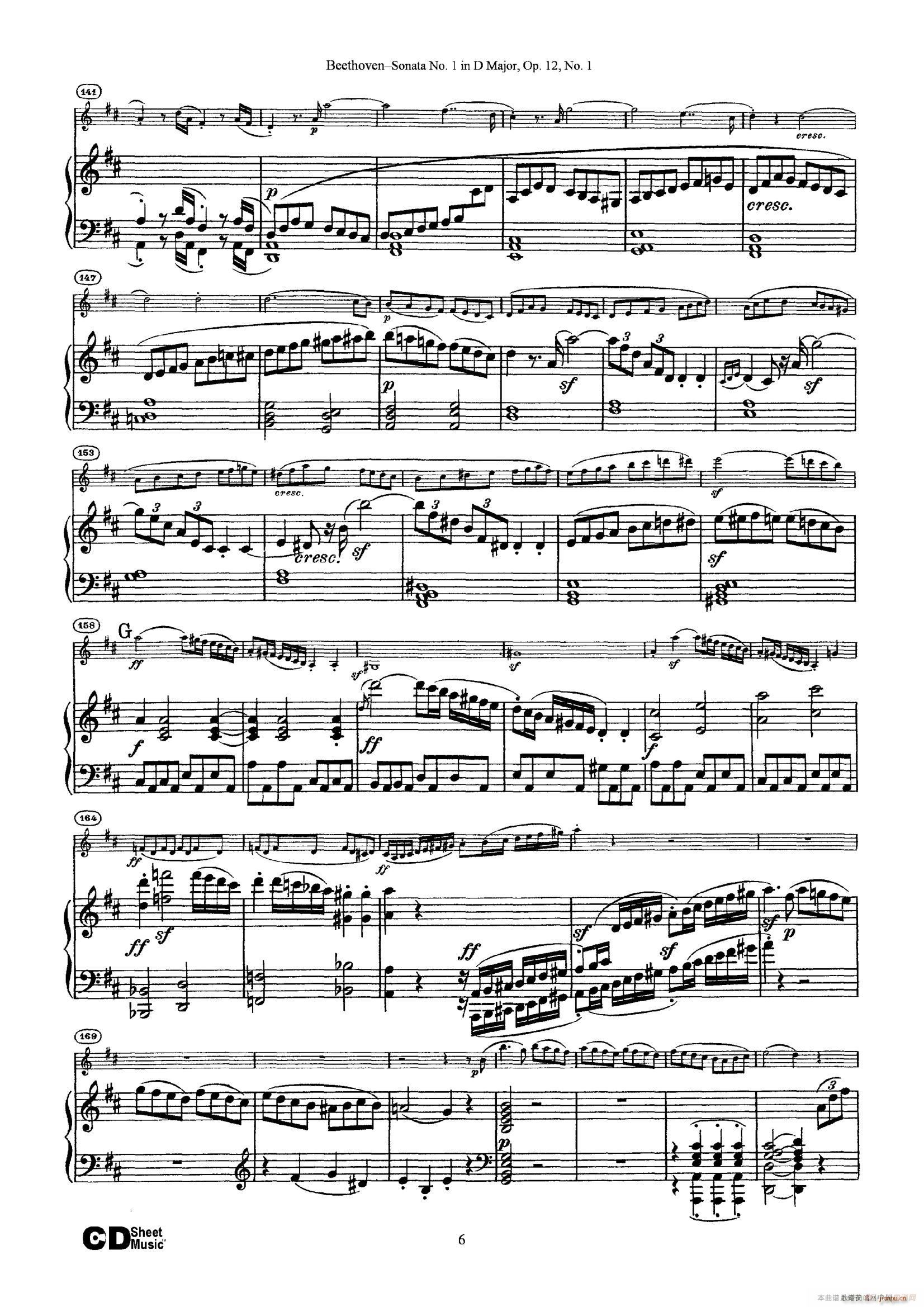 DһС Sonata No 1 in D Major Op 12 No 1 ٰ()6