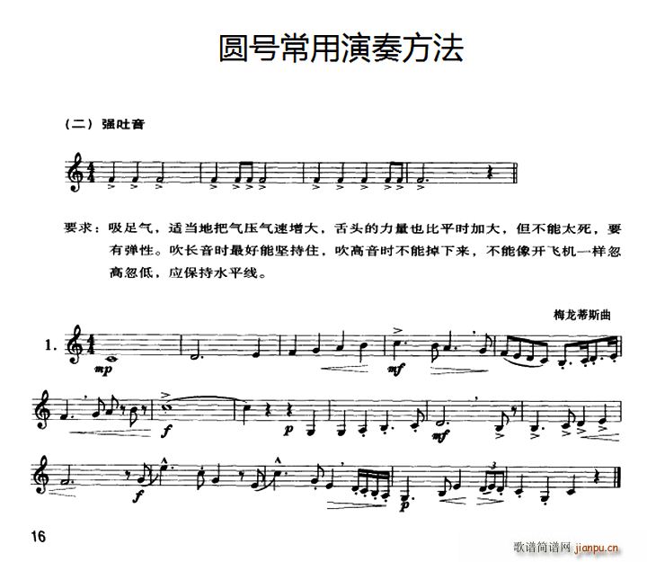 圆号常用演奏方法(三)短吐音