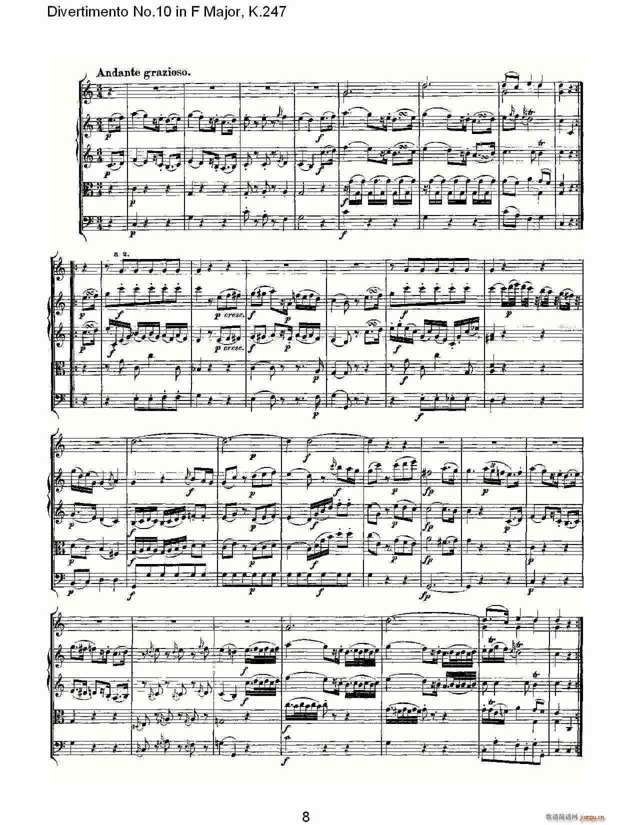 Divertimento No.10 in F Major, K.247(ʮּ)8