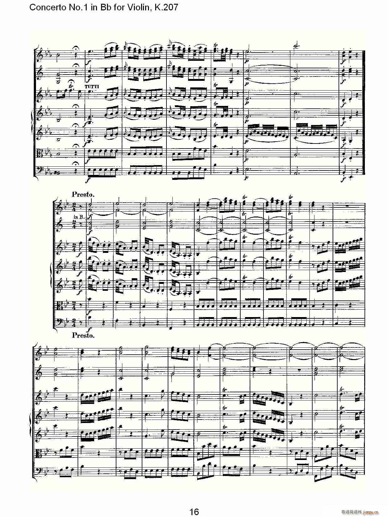 Concerto No.1 in Bb for Violin, K.207(С)16