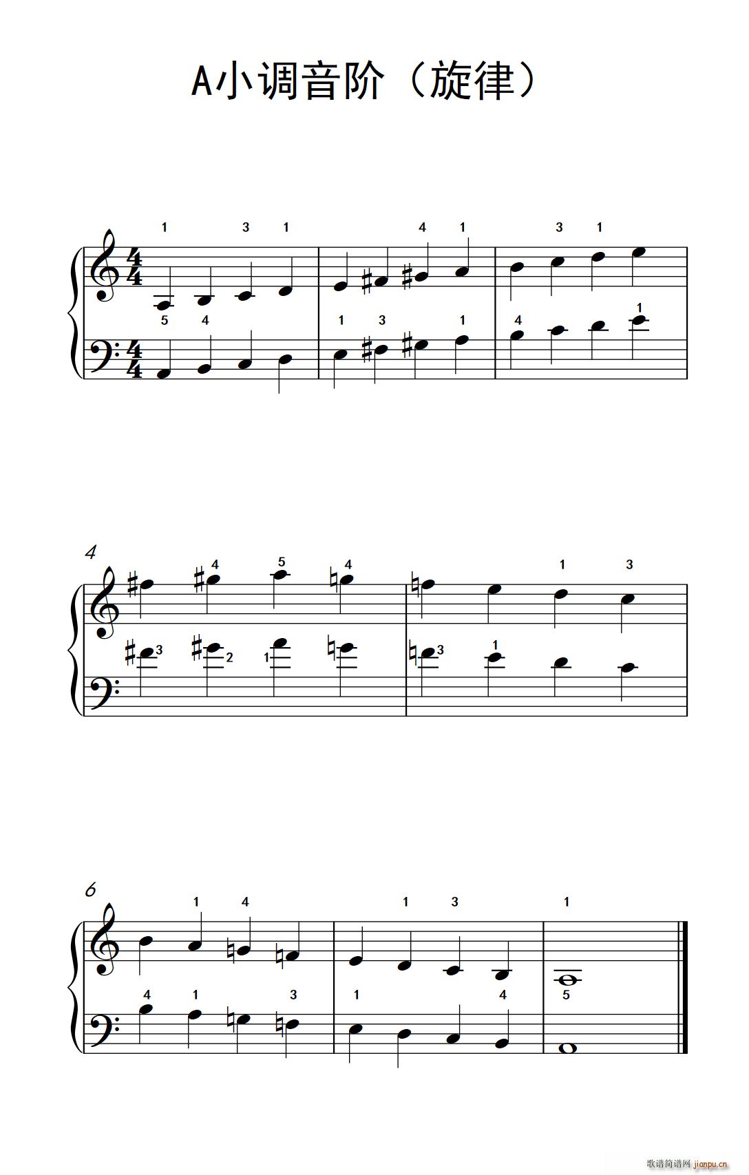 a小调音阶(旋律)(儿童钢琴练习曲)