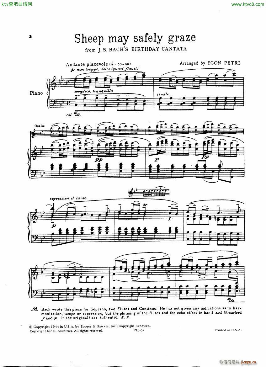 Bach JS BWV 208 Sheep May Safely Graze arr Petri()1