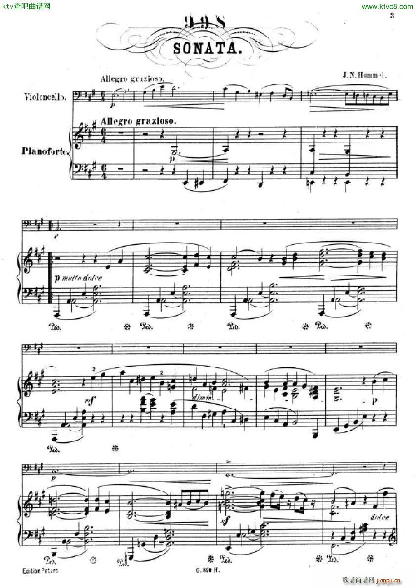 Hummel Sonata for cello and piano()1