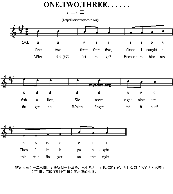 ӢĶ裺ONETWOTHREE.....()1