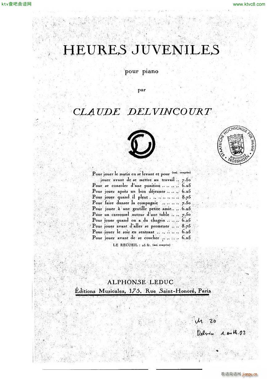 Delvincourt Heures juveniles No5 missing()1