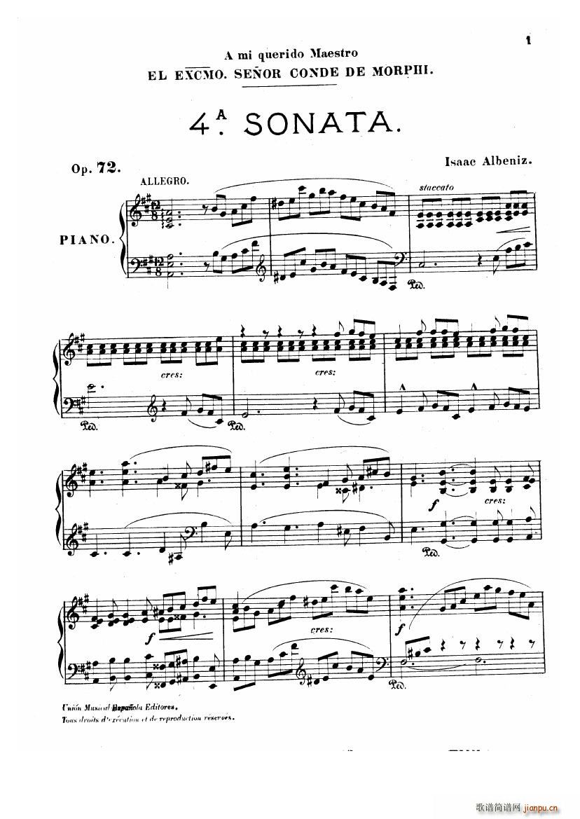 Albeniz op 72 Piano Sonata no 4()1