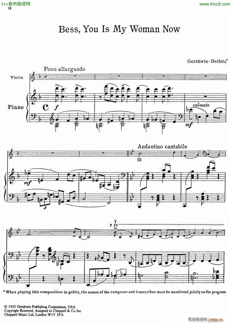 Gershwin Heifetz 4 Pieces from Porgy Bess()15