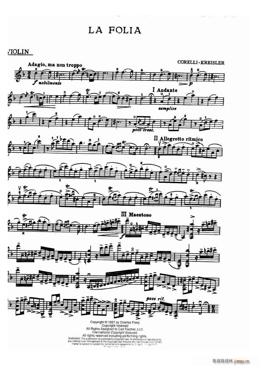 Corelli La folia for Violin()1