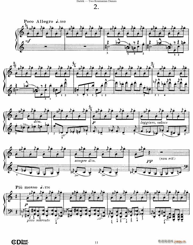 Bartok SZ 43 Two romanian dances op8a()11