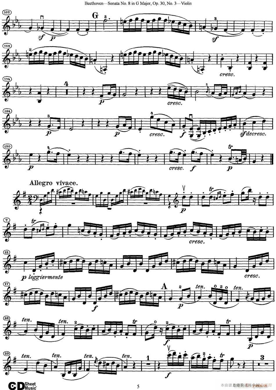 Violin Sonata No 8 in G Major Op 30 No 3(С)5