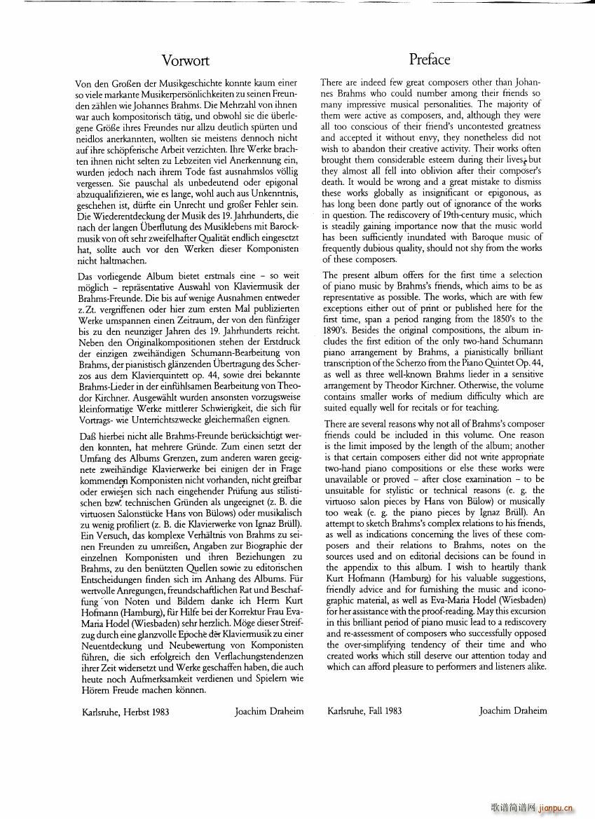 Brahms and his friends Anthology 1()3