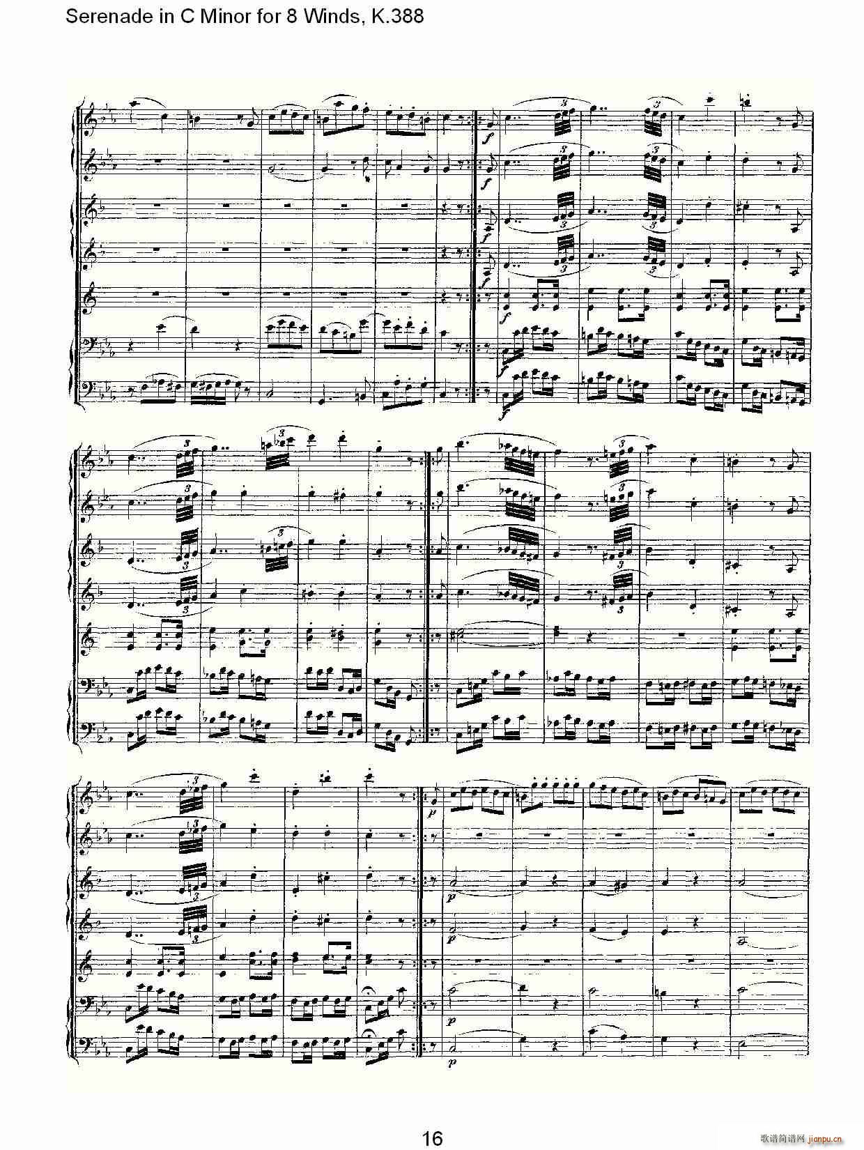 Serenade in C Minor for 8 Winds, K.388(ʮּ)16