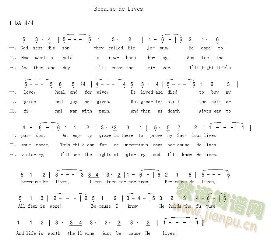 pastlives数字简谱,pastlives简谱123 because he lives 因他活着
