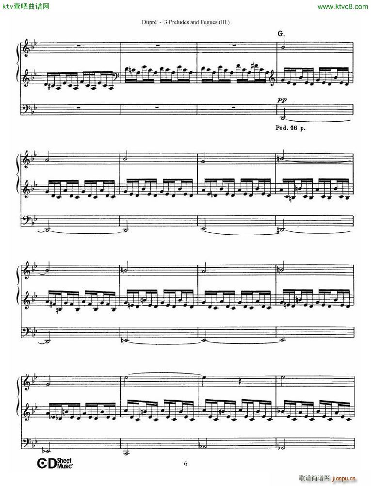 Dupr Prelude Fugue in G minor Op 7 No 3()6