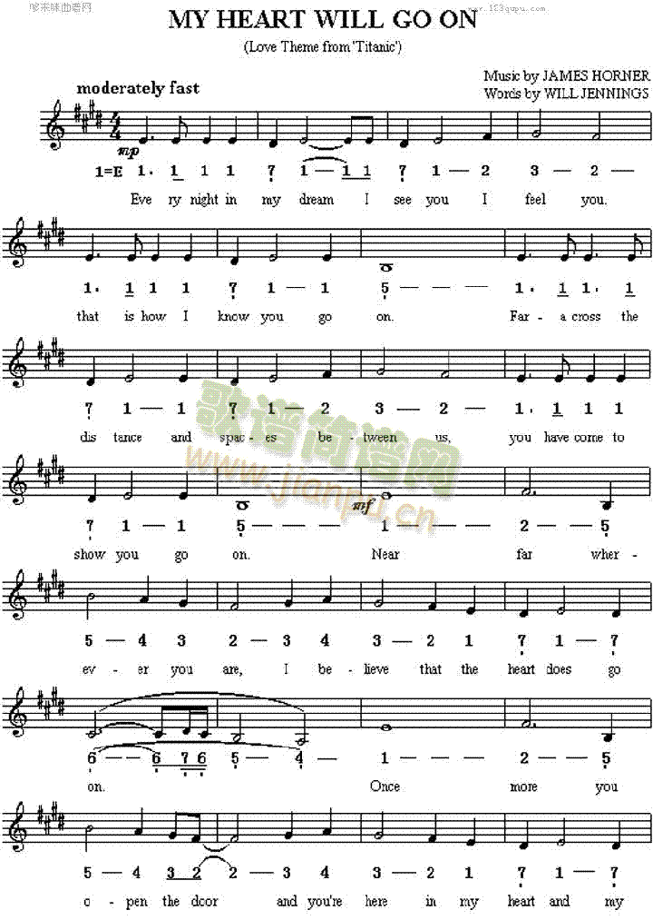 myheartwillgoon我心永恒美国歌曲