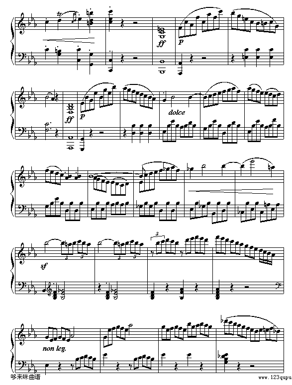 悲怆奏鸣曲第三乐章-贝多芬 歌谱简谱网