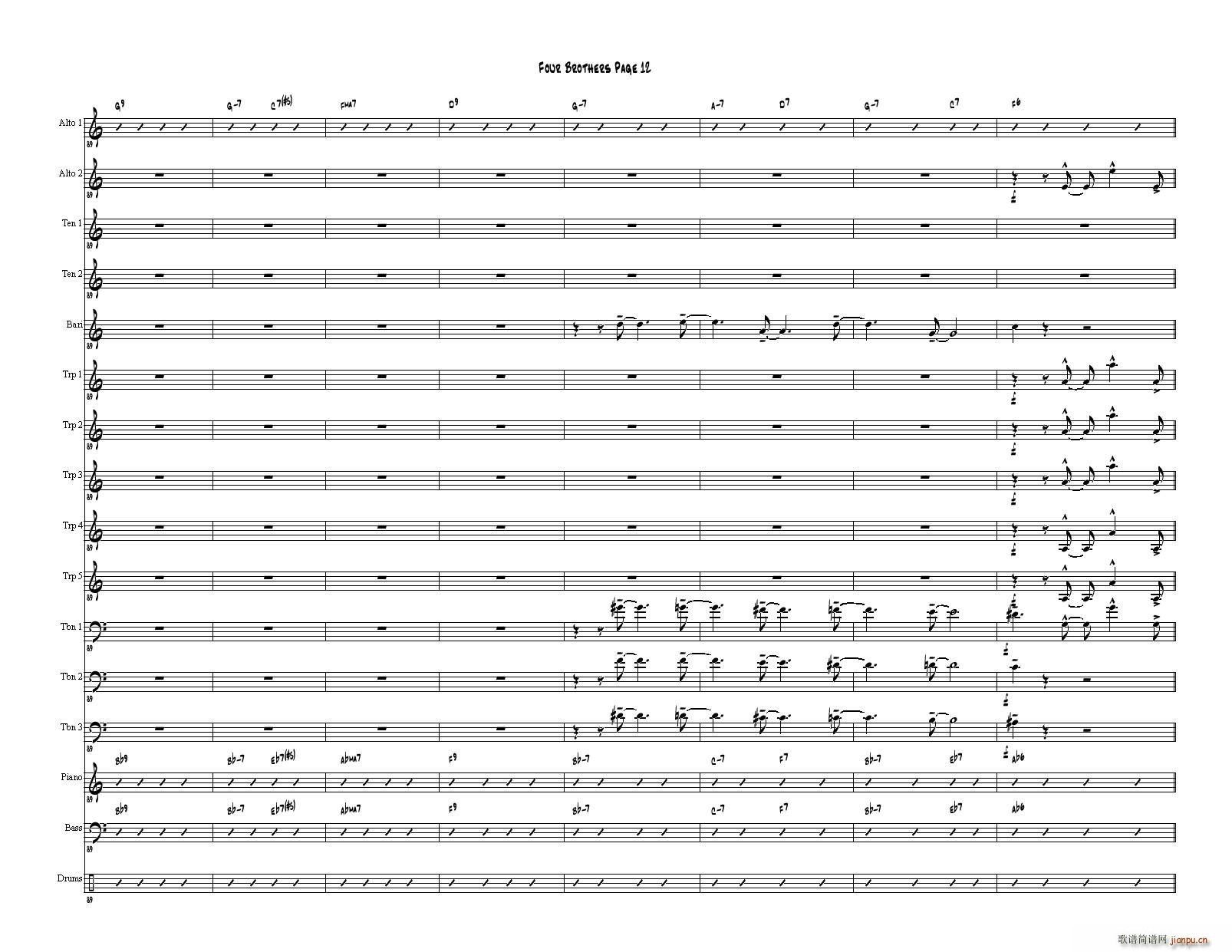 Four Brothers Big Band score()12