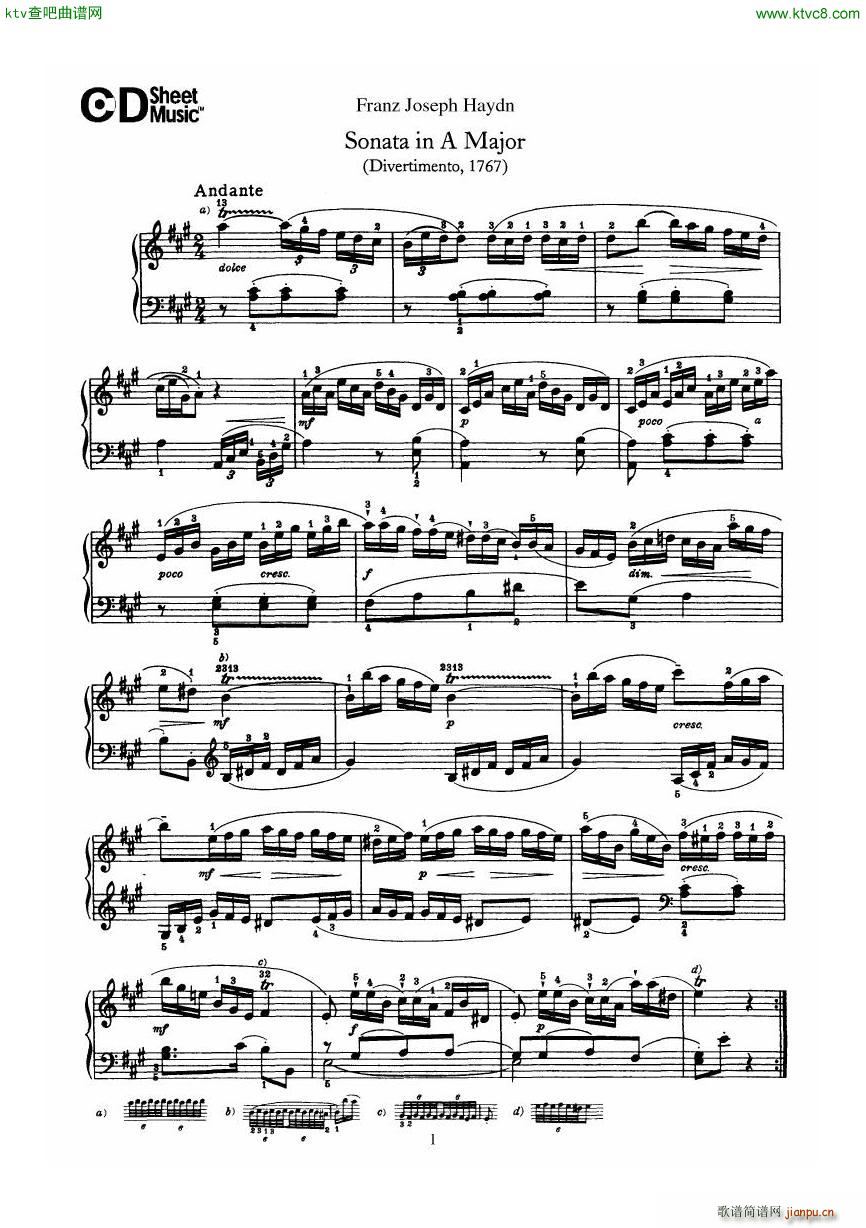 Haydn Joseph Sonata no 12 in A Major()1