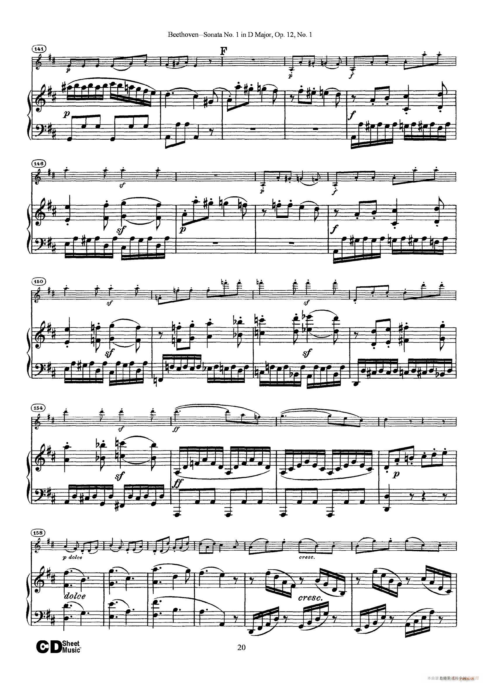 DһС Sonata No 1 in D Major Op 12 No 1 ٰ()20