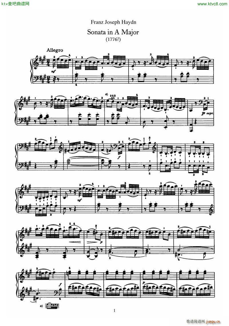 Haydn Piano Sonata No 30 In A(钢琴谱)1