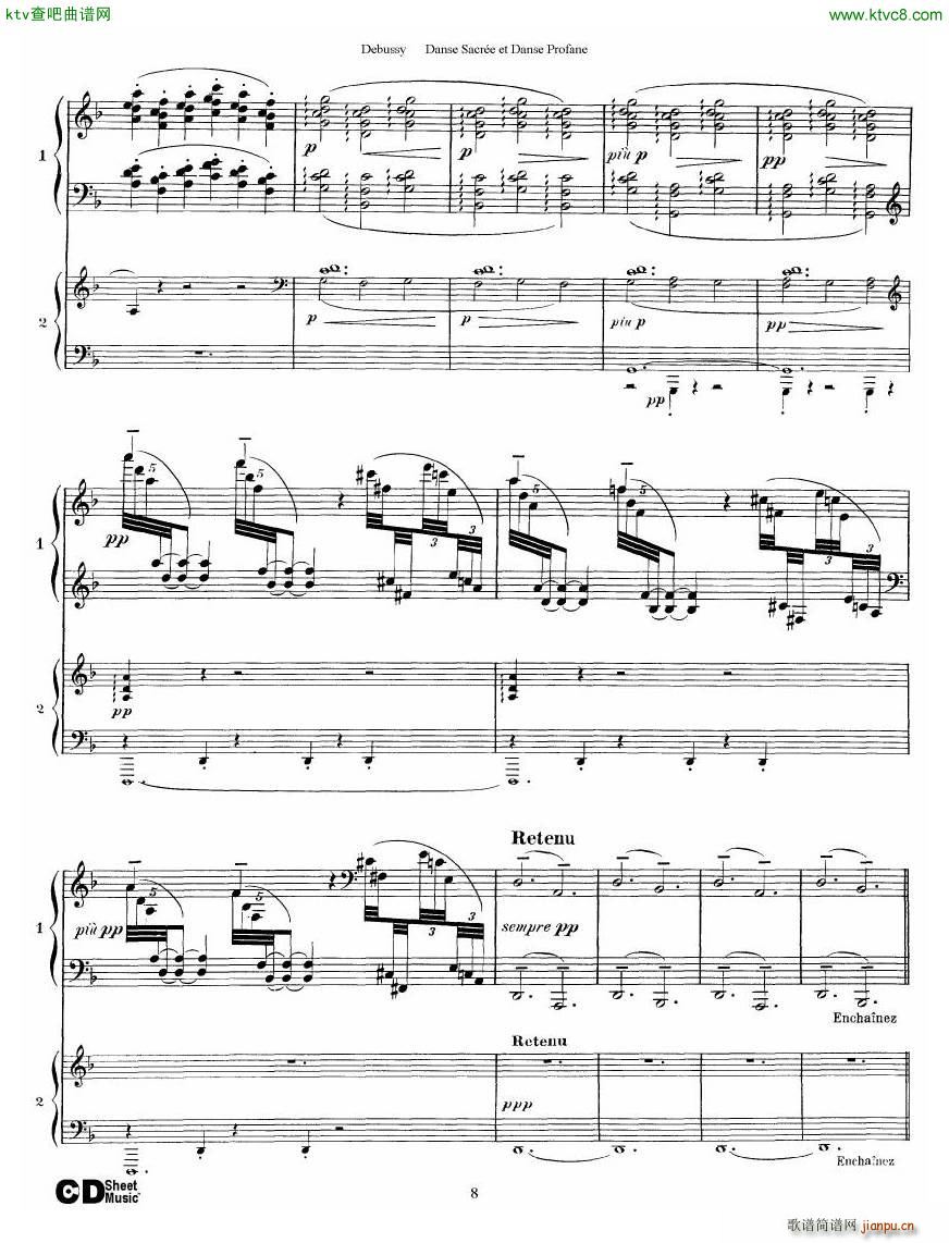 Debussy Danse Sacre et Danse Profane 2 Piano s()8