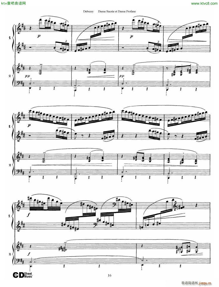 Debussy Danse Sacre et Danse Profane 2 Piano s()16