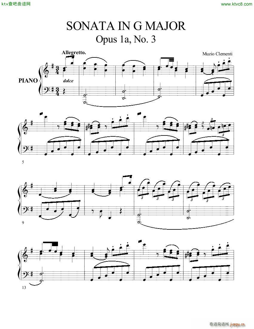 Clementi op 1a No 3 Sonate G major()1