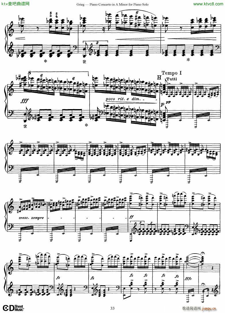 Grieg Piano Concerto solo arr 2 byGrieg()33