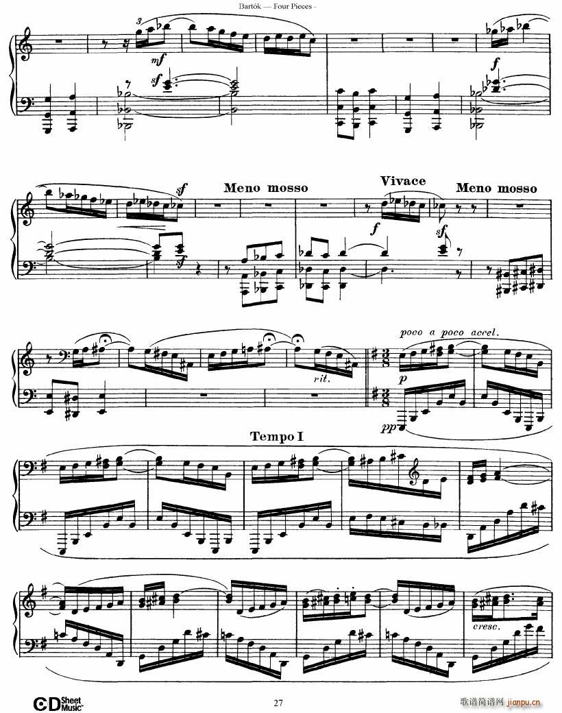 Bartok DD 71 Four Piano Pieces()27