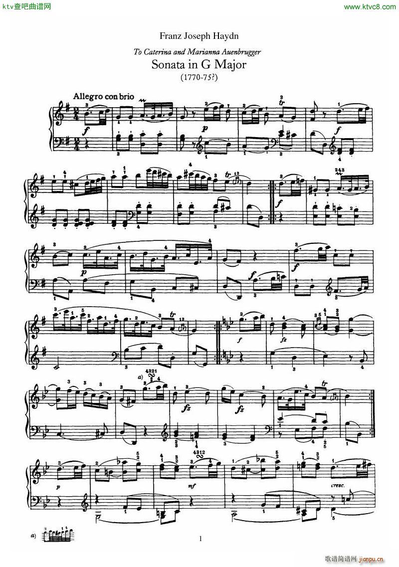 Haydn Piano Sonata No 39 In G()1