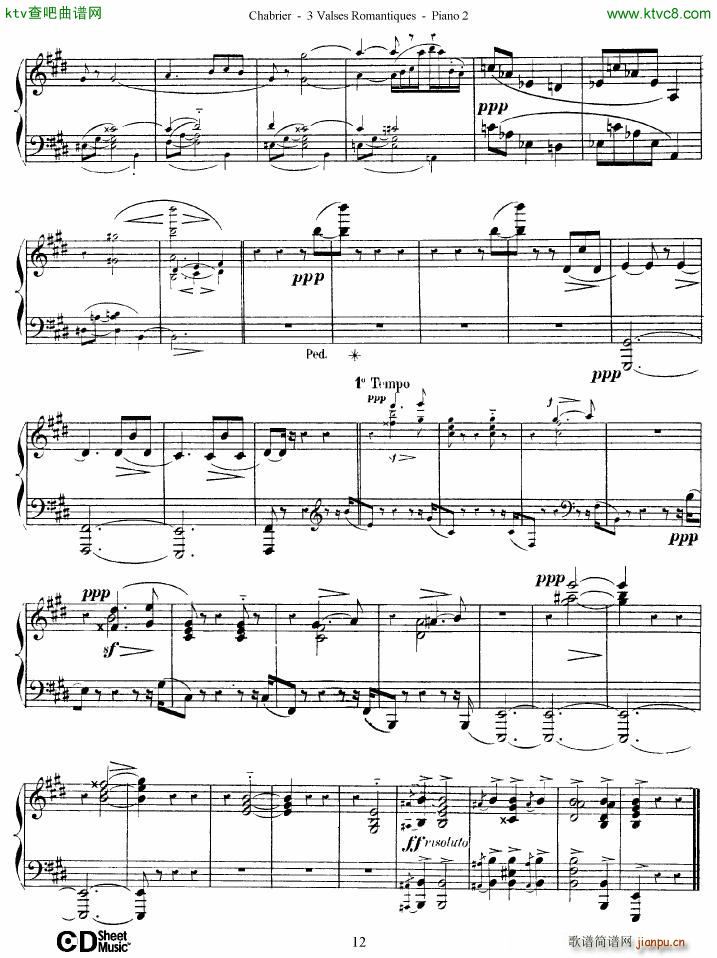 Chabrier 3 Valses Romantiques Piano 2()12