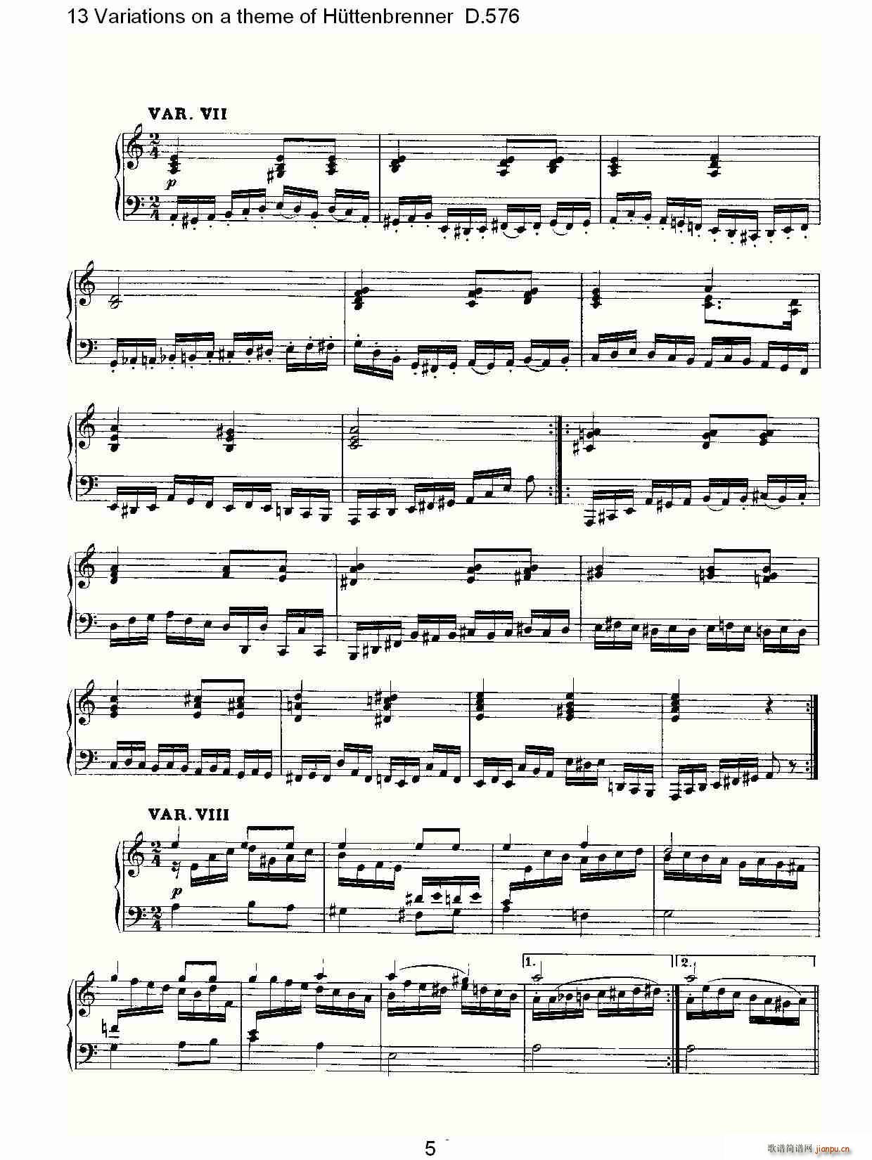 13 Variations on a theme of Httenbrenner D.576(ʮּ)1