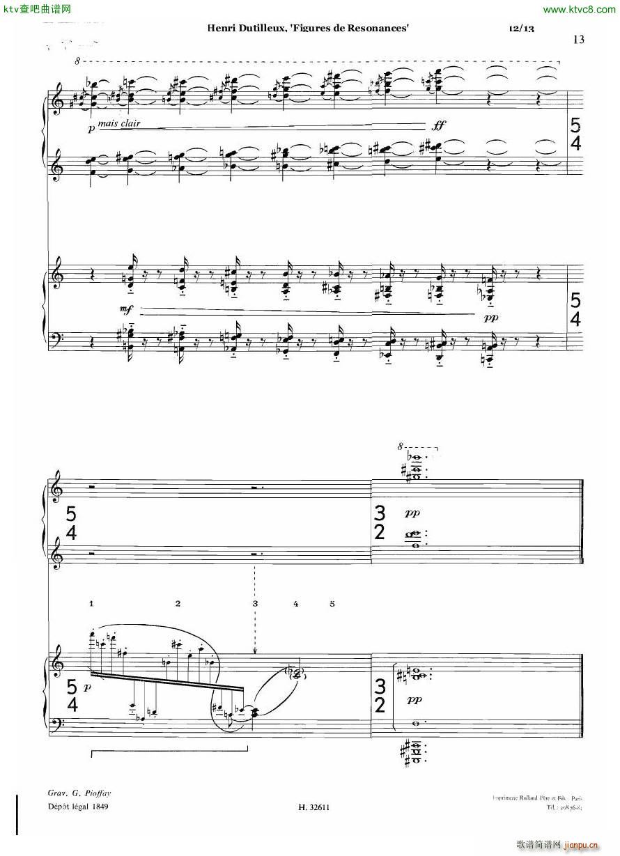 Dutilleux Figures de Rsonances for Two Pianos()12