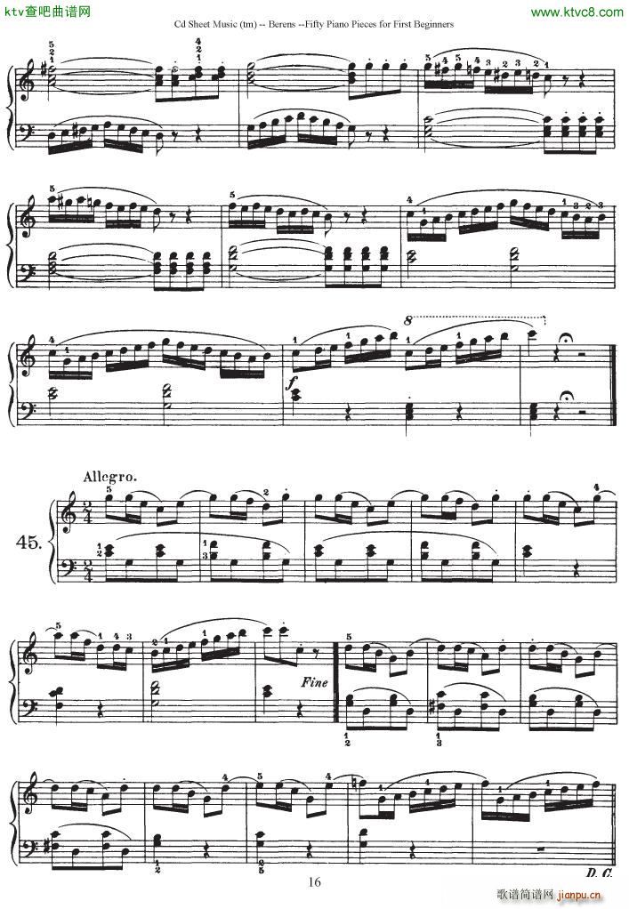 Berens op 70 50 Piano Pieces for Beginners()16