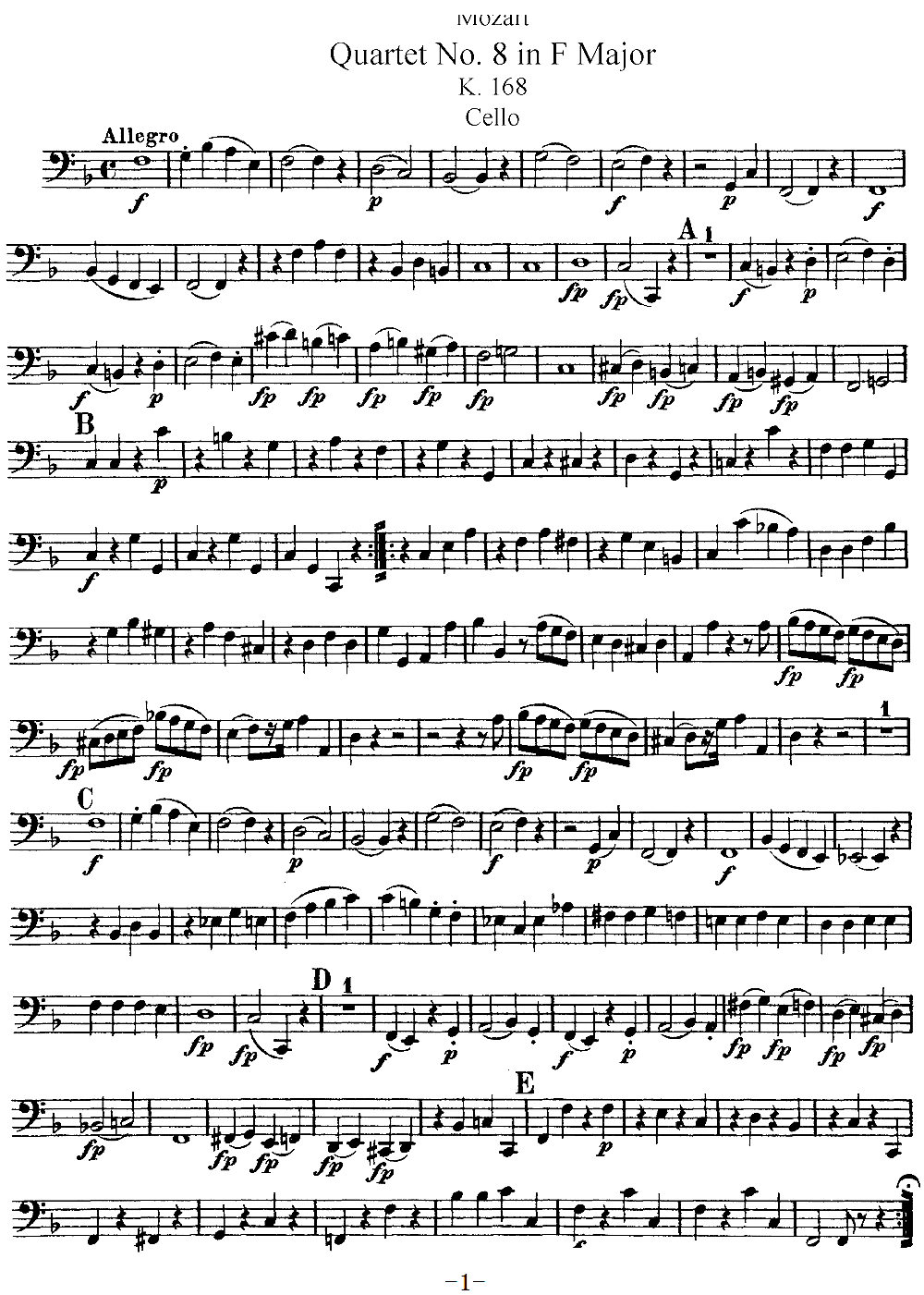 Mozart Quartet No 8 in F Major K 168 Cello(ʮּ)1