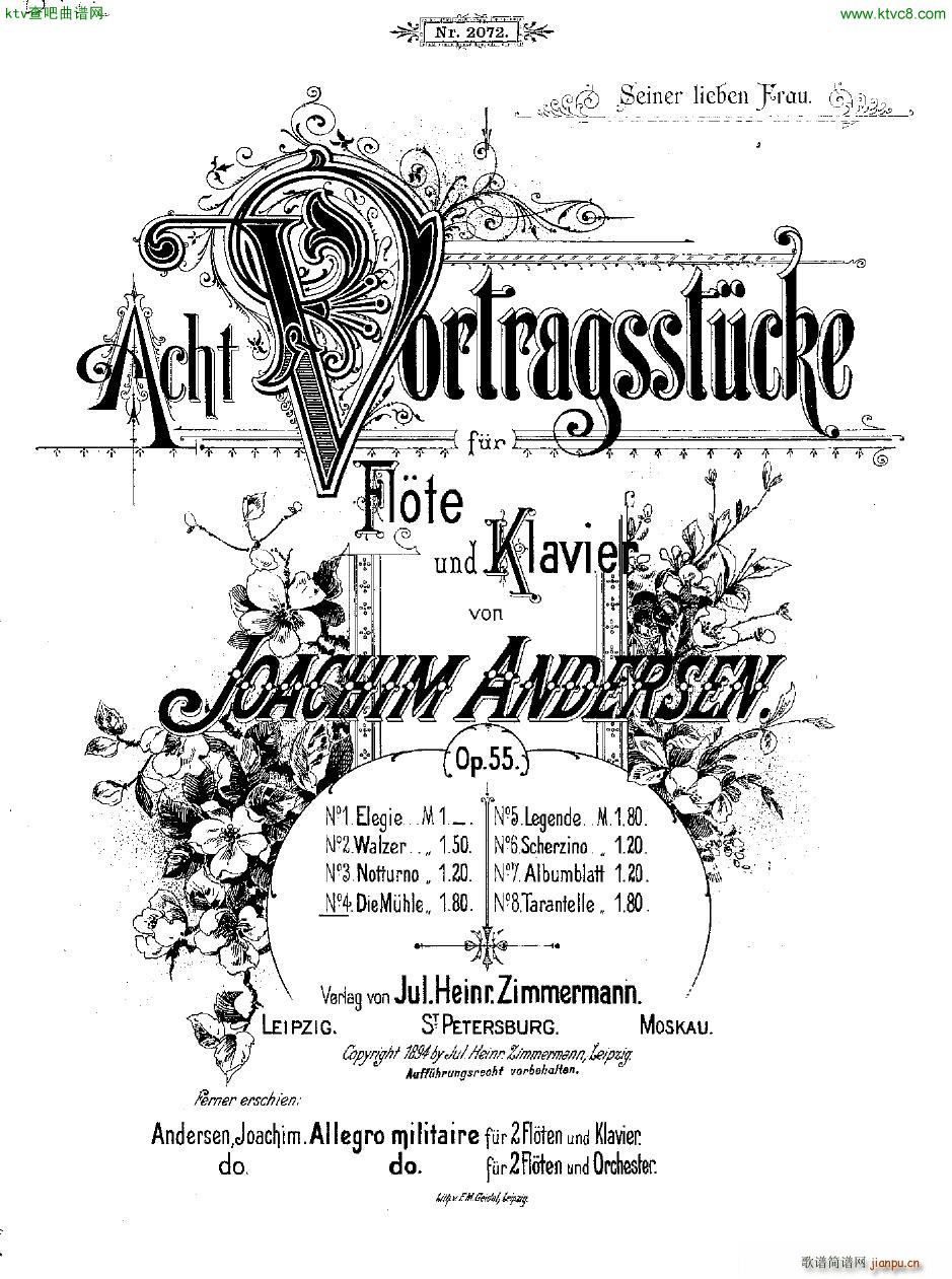 Andersen op 55 Acht Vortragsstcke fl pno()20