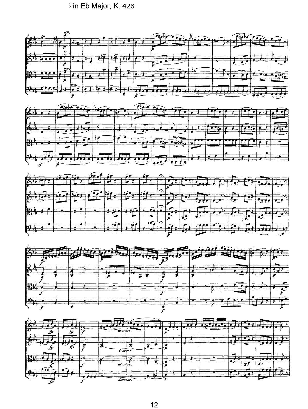 Mozart Quartet No 16 in Eb Major K 428()12