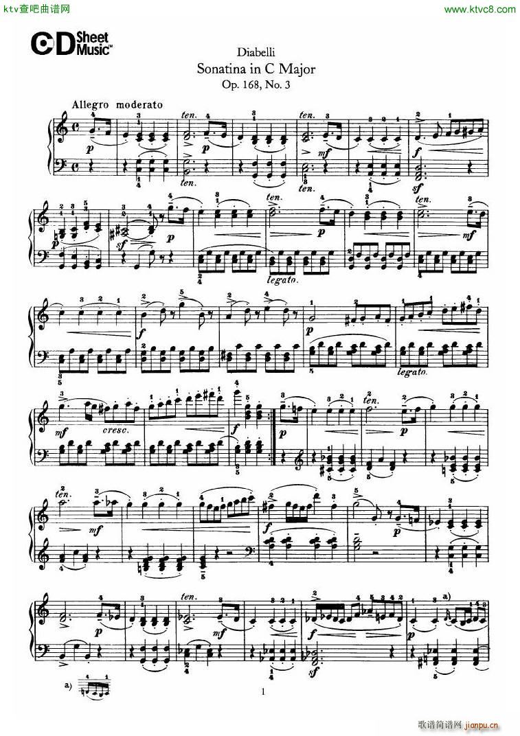 Diabelli Sonatinas Op 168 No 1 7 34P()9