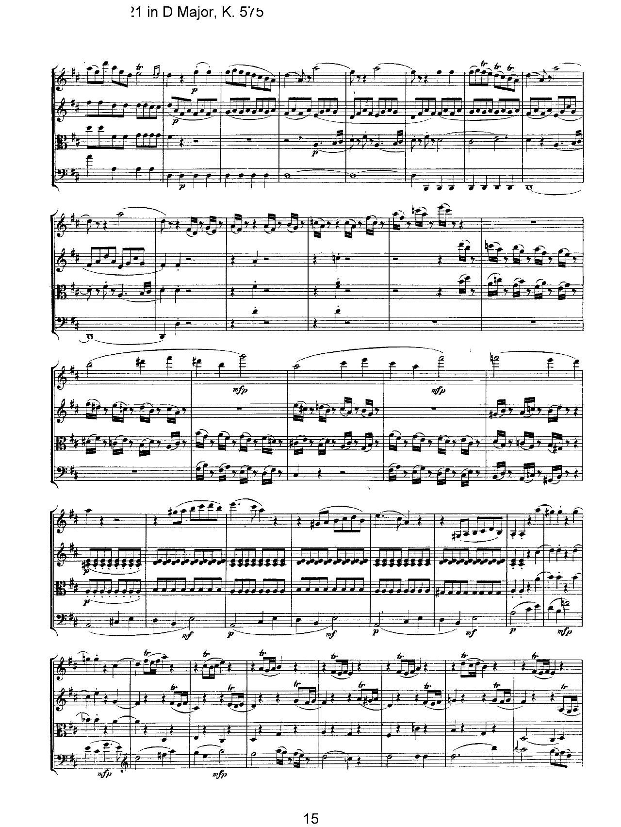Mozart Quartet No 21 in D Major K 575()15