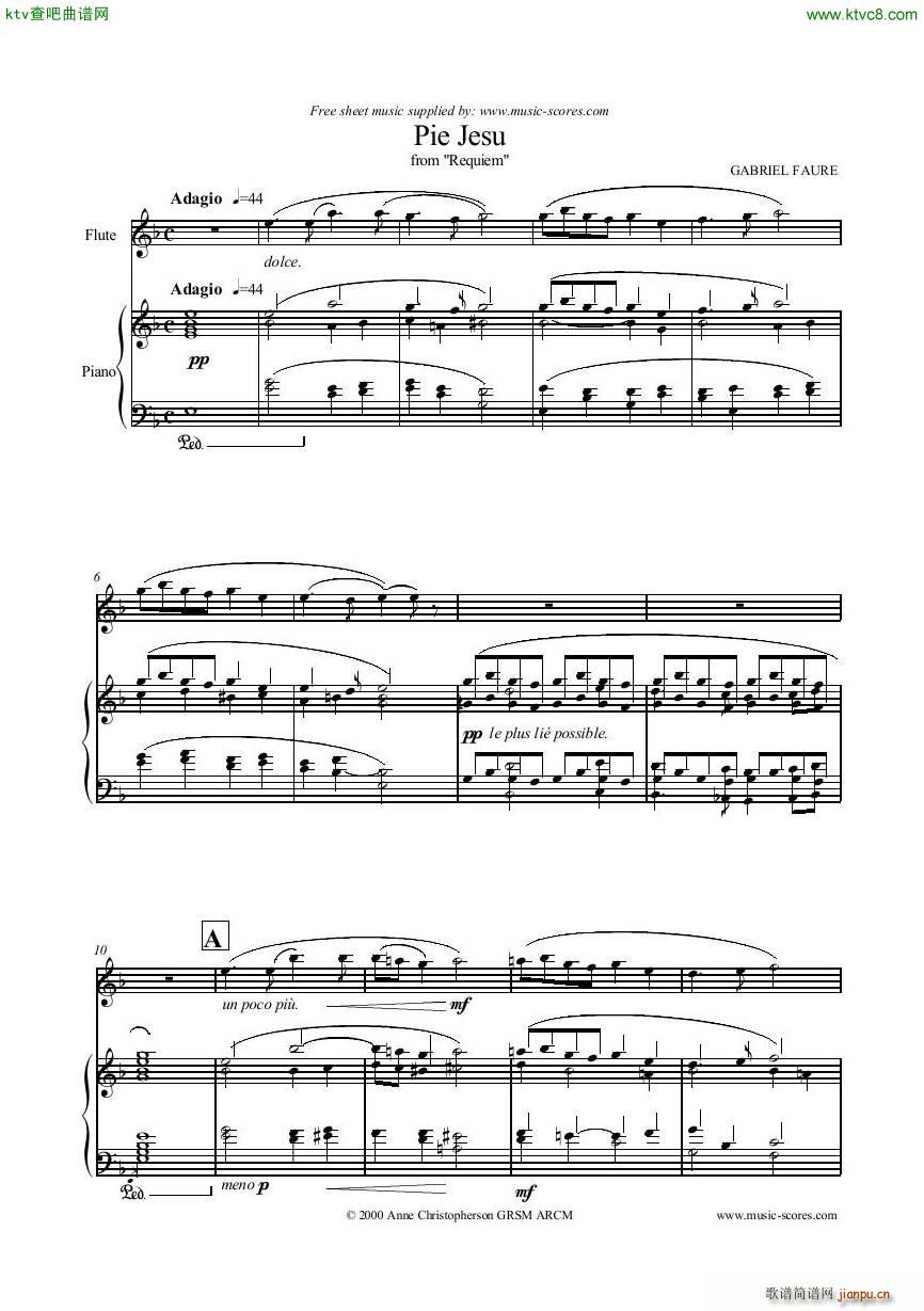 Faure Gabriel Pie Jesu Flute Piano Score()1