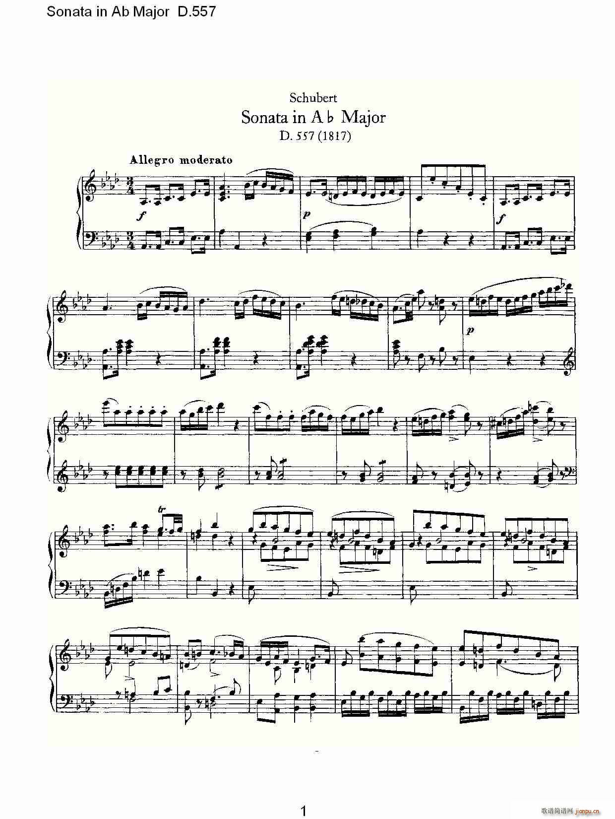 Sonata in Ab Major D.557(ʮּ)1