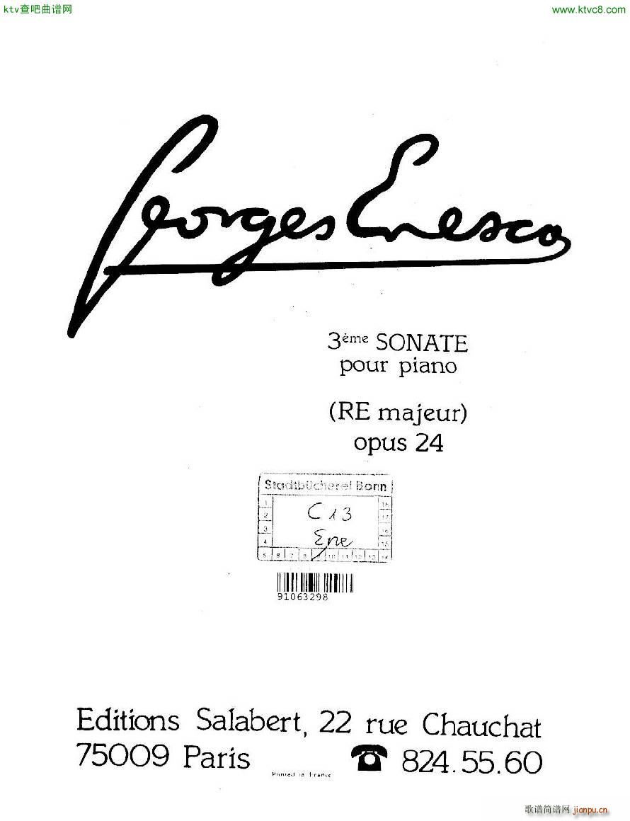 Enescu op 24 No 3 Piano sonata No 3()1