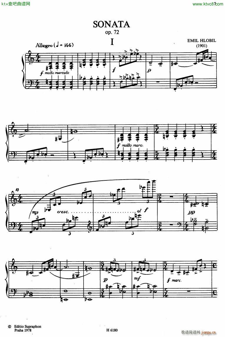 Hlobil piano sonata op 72()1