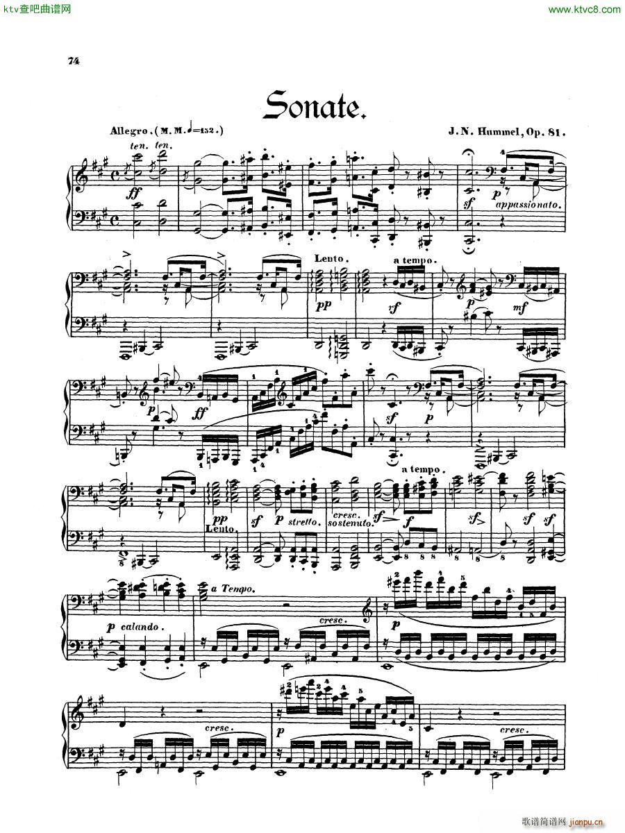 Hummel Sonata in F sharp minor Op 81()1