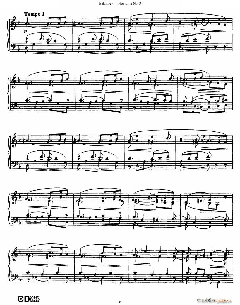 Balakirev Nocturne No 3 Nocturne No 3(ʮּ)6