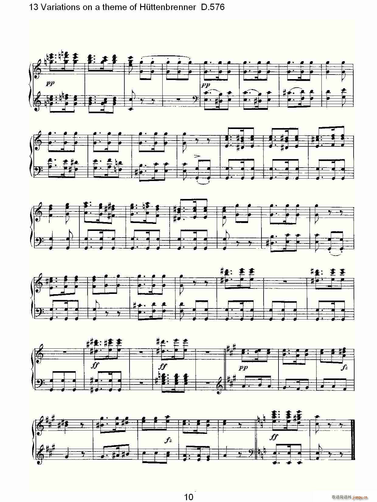 13 Variations on a theme of Httenbrenner D.576(ʮּ)10