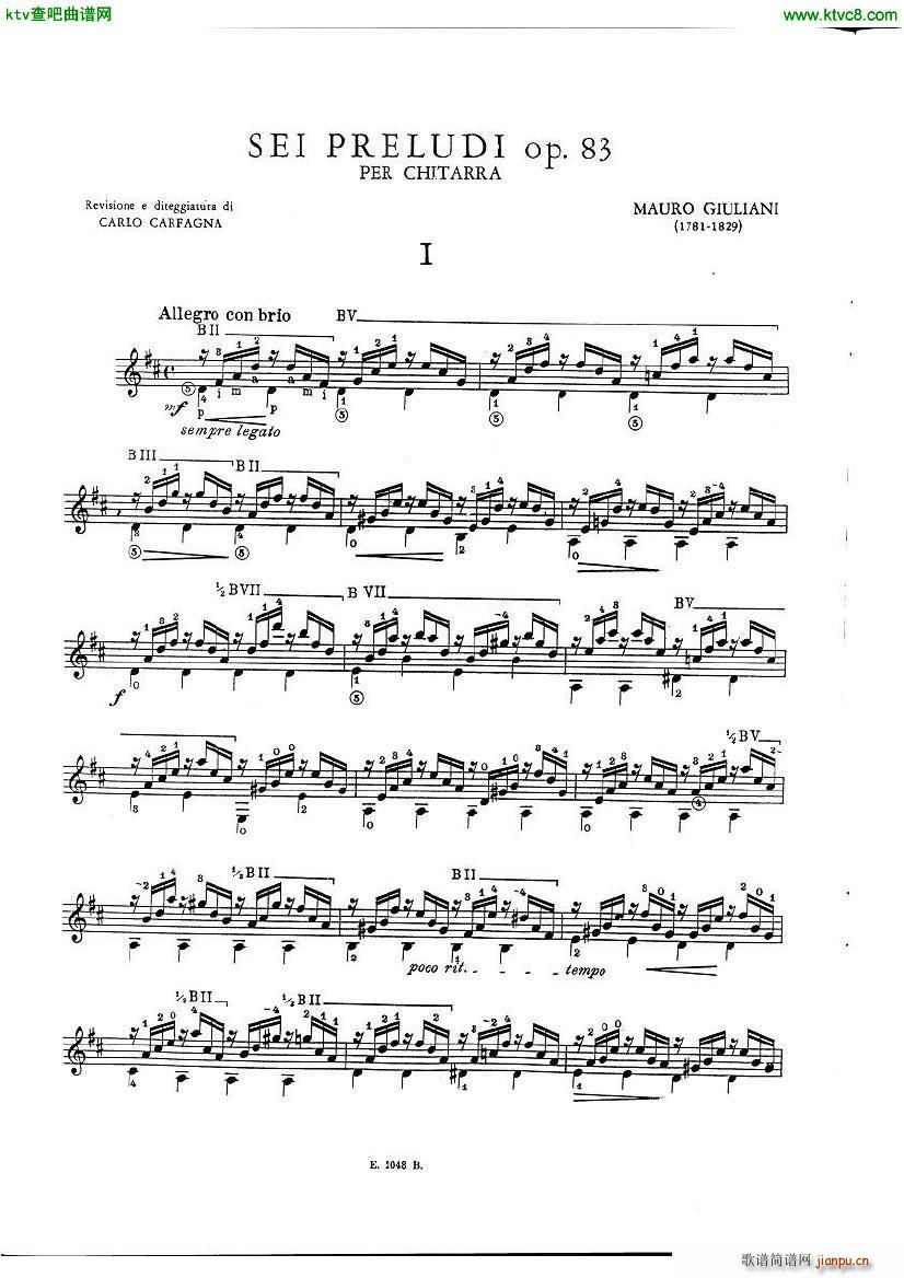 Mauro Giuliani 6 Preludi op 83()1