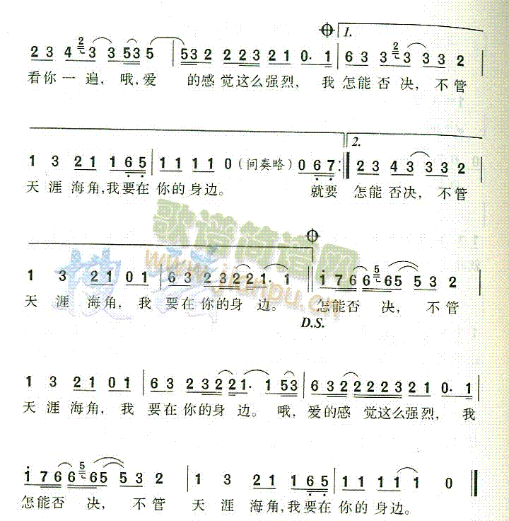 在你身边 歌谱简谱网