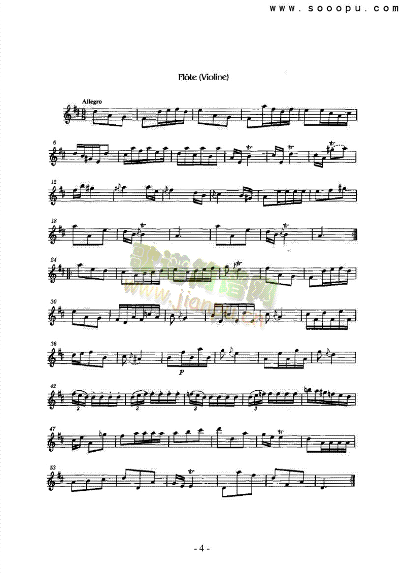 六首奏鸣曲分谱管乐类长笛