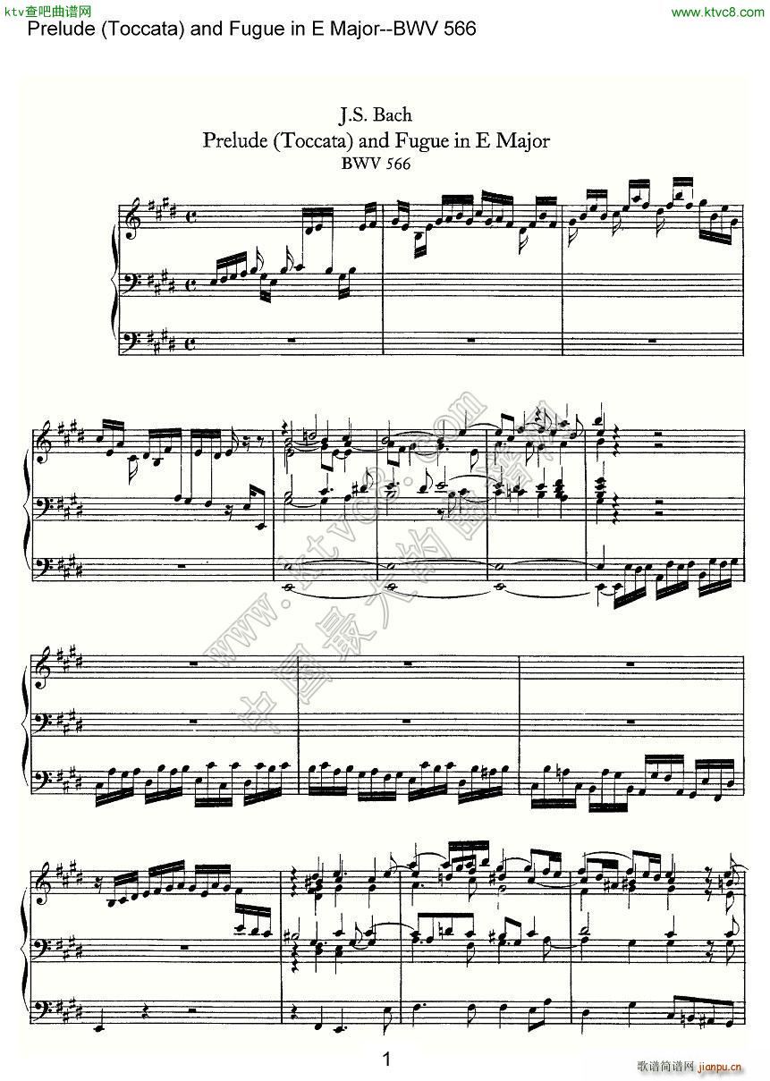 Prelude Toccata and Fugue in E Major BWV 566 ܷ(ʮּ)1